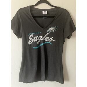 Philadelphia Eagles Women's Shirt Gray NFL V-neck Size Large L